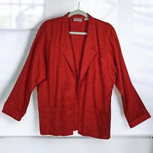 Vintage Liz Claiborne Collection Blazer Jacket Woman Size 4P Red 100% Linen Open